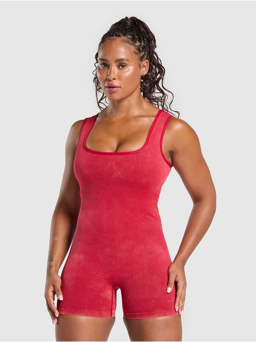 Gymshark Red Ribbed Seamless Jumpsuit